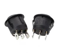 Zilimontt 5PCS On/Off/On Round Rocker Switch 20mm SPDT 2-Way 10A 12-250V for Automotive Dashboard Panel, UL94V-2 Polyamide Snap-In Switches