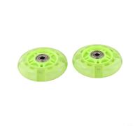 Zilimontt 80mm LED Flash Scooter Wheels for Replacement - PU Wheels with 8mm High-Carbon Steel Bearings, Compatible with Scooters and Inline Skates, 2-Pack(Green)
