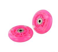 Zilimontt 80mm LED Flash Scooter Wheels for Replacement - PU Wheels with 8mm High-Carbon Steel Bearings, Compatible with Scooters and Inline Skates, 2-Pack(Pink)