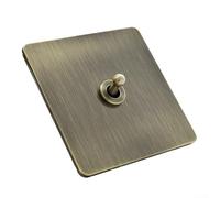 Zilimontt 86 Type Antique Bronze Retro Switch Industrial Style Light Switch Socket, Solid Wood Brass Toggle Switch Plate, Antique Brass Light Switch, Antique Home Toggle Switch(1 Gang)