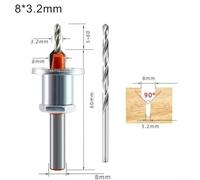 Zilimontt 8mm Shank Countersink Drill Bit with Depth Limiter for Woodworking, Adjustable Length Steel Router Tool with Efficient Chip Removal Grooves(15mm)