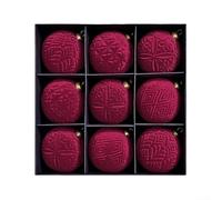 Zilimontt 9 Velvet Christmas Balls Ornaments For Hanging On Trees And Displaying At Holiday Gatherings And For Festive Home Settings(wine red)