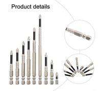 Zilimontt 9pc Magnetic Screwdriver Bit Set with 1/4 Hex Shank, PH2 Cross Tips, Alloy Steel Anti-Slip Long Drill Bits for Drivers and Electric Drills, 25-150mm Mult