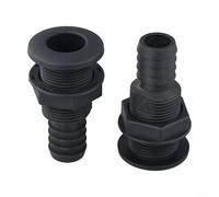 Zilimontt ABS Marine Thru Hull Fitting Connector for 3/4", 1", 5/8" Hose Sizes, Black Plastic Water Outlet Deck Hardware for Boats and Marine Applications(1IN)
