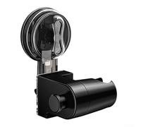 Zilimontt ABS Removable Shower Head Holder with 180° Adjustable Bracket and Suction Cup for Bathroom, Strong Adsorption Design with Hooks for Shower Accessories,(Black)
