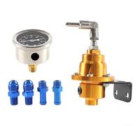 Zilimontt Adjustable Aluminum Alloy Fuel Pressure Regulator with Built-in Pressure Gauge for Automotive Fuel Systems, Compatible with Carbureted and EFI(Golden)