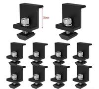 Zilimontt Adjustable Solar Panel Mounting End Clamp and Mid Clamp Set, Black Aluminum Alloy for for 30mm, 35mm, 40mm PV Module Frames, Resistant Hardware for for Roof,(10Pcs 35mm End clamp)