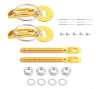 Zilimontt Aluminum Alloy Car Hood Pin Lock Kit, Secure Engine Bonnet Latch for Racing and Modification, Prevents Vibration and Lifting at High Speed, Fit(Gold)