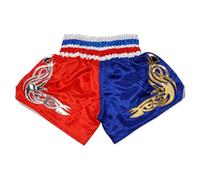 Zilimontt Anotherboxer Unisex Muay Thai Boxing Shorts for for MMA Kickboxing and Combat Sports, Lightweight Breathable Polyester Fight Training Trunks with Elastic Waistband(Blue+Red)