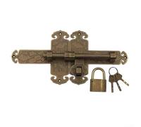 Zilimontt Antique Brass Double Door Bolt Lotus Pattern Entry Lock Set Traditional Security Latch with 3 Keys Decorative Hardware for Wooden Garden Gate Farmhouse Door(Bronze)
