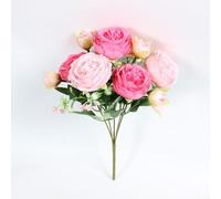 Zilimontt Artificial Persian Rose Bouquet 5 Stem Real Touch Silk Faux Flowers For Wedding Centerpieces Bridal Bouquets For Home Decor And Party Use(Yellow)