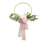 Zilimontt Artificial Rose Flower Wreath for Wedding Bridal Bouquet and Home Wall Decoration, 19x11cm Metal Hoop Garland with Elegant Design for Bridesmaids and Special(purple)