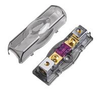 Zilimontt Automotive Fuse Block Holder 30-200A for Car Audio Power Supply, AGU Fuse Accessory with Transparent Cover, Nickel Plated Contacts, 8GA/10GA Wire Size, 32V DC(100A)