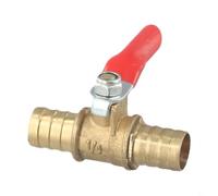 Zilimontt Brass Ball Valve 6mm 8mm 10mm 12mm Hose Barb for Water Air Gas Line Shut-Off, 1 PCS with Red Handle, Forged Metal Body for Residential and Commercial Plumbing U(Ф12)