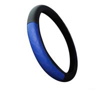 Zilimontt Breathable PU Leather Steering Wheel Cover for 15 inch Cars, Anti-slip Car Interior Protector with Enhanced Grip, Fits 14.5-15 inch Diameter Wheels(Blue)