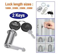 Zilimontt Cam Lock for Cabinet Mailbox Drawer Cupboard Locker 16/20/25/30mm with 2 Keys, Cold Rolled Steel Cylinder for Wood Metal Glass Doors, Keyed to Differ Security L(30mm)