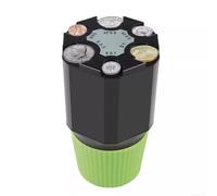 Zilimontt Car Cup Holder Organizer with 2-Tier Rotating Coin Storage Compartment - ABS Material Money Box for Vehicle Interior, Desk Use, Savings & Change Management -