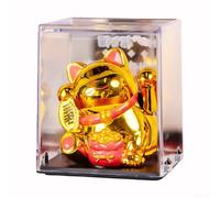 Zilimontt Car Ed for Cute Lucky Cat Decoration Automatic Solar Dashboard and Office Desk Waving Cartoon Ornament with Abs Substance in White Black or Gold Color(Gold)