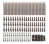 Zilimontt Carp Fishing Tackle Kit 120pcs Safety Leader-Clip Quick Swivel Anti-Tangling Set Freshwater Fishing Accessories for Running Ledgers(Brown)