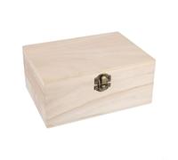 Zilimontt Classic Wooden Square Hinged Storage Box, Wooden Jewelry Box, Treasure Chest, L Size
