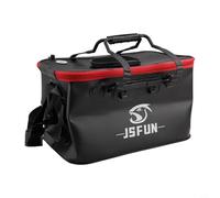 Zilimontt Collapsible Fishing Bucket for for EVA Live Bait Container with Mesh Cover and Adjustable Shoulder Strap, Portable Waterproof Folding Fish Box for for Sea Fishing,(45cm)