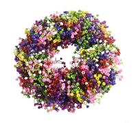 Zilimontt Colorful Gypsophila Wreaths,Artificial Door Wreath,Gypsophila Spring Summer Wreath For Front Door,Four Seasons Outdoor Ornaments For Home Decor,40Cm