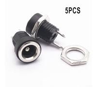 Zilimontt DC Power Connector Socket Female Panel Mount 5.5 x 2.1 mm, Nickel-Plated Copper Construction, 8 mm Mounting Hole, Suitable for for Low Voltage and Low Current(B)