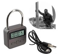 Zilimontt Digital Timer Lock,with LCD Display,USB Rechargeable Electronic Time Lock Waterproof Metal Security Padlock,with Alarm,for Travel Home Storage Protection