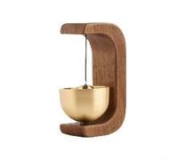Zilimontt Dopamine Art Design Shopkeepers Door Bell Chime with Solid Wood Frame and Pure Brass Bell, Adjustable Volume, No-Drill Installation, Exquisite Zen Tone for
