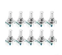 Zilimontt EC11 Rotary Encoder Switch 10 Pack, 360-Degree Full Axis and Half Axis, 5-Pin Digital Potentiometer with Integrated Push Button, 15mm & 20mm Shaft for(20MM Half axis)