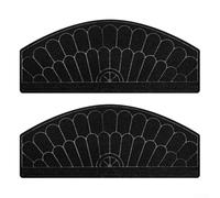 Zilimontt European Floral Pattern Stair Step Mat with Anti-Slip TPR Backing, Absorbent Polyester Material for Indoor and Outdoor Use, Noise Reduction Floor Mat in(Black)