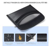 Zilimontt Fireproof Waterproof Document Bag with Double Fire-Resistant Layers for Important Files, For Passport, Certificates | Heat Resistant up to 1200°F Outer / 1000°F Inn(black)