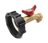 Zilimontt for IBC Tote Tank Adapter 2" Coarse Thread with Brass Faucet for 275-330 Gallon Containers, S60x6 Compatible with UK and Standard IBCs, PE and Copper