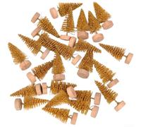 Zilimontt for MINI Christmas Trees 24 Pcs,Realistic Pine Design With Snowy Coating,Flexible Tabletop Decorations For Holiday Village,Craft Projects,Xmas Ornaments(Gold)