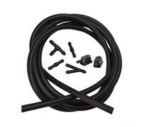 Zilimontt Front Windshield Wiper Washer Nozzle Spray Kit - Adjustable Fan-Shaped ABS Fluid Injector for All Cars, Includes Hose and Connector, Black (Pack of 2)