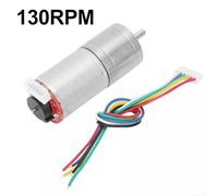 Zilimontt GA25-370 DC 12V Brushed Gear Motor with Encoder, All-Metal Gears and Pure Copper Coil, Rated Speed 10RPM-1360RPM, 25mm Diameter, 4mm Shaft, High Torque(130RPM)
