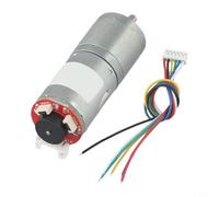 Zilimontt GA25-370 DC 12V Brushed Gear Motor with Encoder, All-Metal Gears and Pure Copper Coil, Rated Speed 10RPM-1360RPM, 25mm Diameter, 4mm Shaft, High Torque(12RPM)