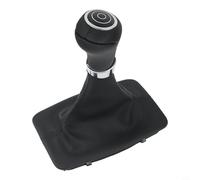 Zilimontt Gear Shifter Knob with Boot for C Class W204 C204 2007-2013, Black Gray PU Leather Replacement Shift Knob, Direct Fit Installation(Black)