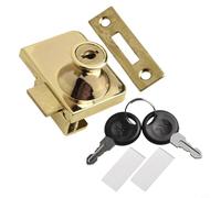 Zilimontt Gold Glass Door Lock Latch with Keys and Integral Knob, Zinc Alloy Security Hardware for for Glass Display Cabinet, Showcase or Wine Cellar Doors, Easy Install,(3#)