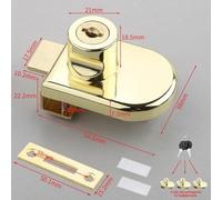 Zilimontt Gold Glass Door Lock Latch with Keys and Integral Knob, Zinc Alloy Showcase Lock for for Display Cabinet or Wine Cellar Security, Elegant Gold Finish, Easy(B)
