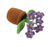 Zilimontt Handmade Forget-Me-Not Mini Crochet Flower Pot with Fabric Material for Home Decor, Office Desk, and Giving on Holidays Like Valentine's Day, Christmas,(Purple)