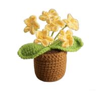 Zilimontt Handmade Forget-Me-Not Mini Crochet Flower Pot with Fabric Material for Home Decor, Office Desk, and Giving on Holidays Like Valentine's Day, Christmas,(Yellow)