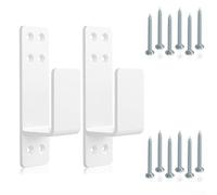 Zilimontt Heavy Duty Door Barricade Brackets 2 Pack, U-Shaped Drop Open Bar Holders for for Standard 2x4 Wood Reinforcement, Stainless Steel Rustproof Indoor Outdoor Door(White)