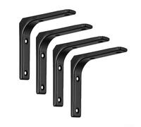 Zilimontt Heavy Duty L Shaped Steel Shelf Wall Mount Brackets for DIY Home Decor Furniture, Industrial Style Support Frame with Rustproof Finish, 100x100x20mm Size,(Black)