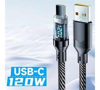 Zilimontt High Speed 120W Fast Charging Data Cable TypeC with Real Time Digital Power Monitoring Capability (U-C 2M)