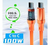 Zilimontt High Speed 120W Fast Charging Data Cable TypeC with Real Time Digital Power Monitoring Capability (C-C 2M)