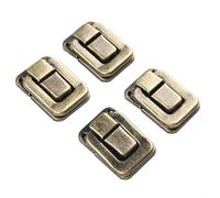 Zilimontt Iron Antique Hasp Lock Set of 4, Vintage Curved Metal Buckle Latches for for Jewelry Box, Wooden Case, Luggage or Suitcase, Decorative Green Bronze, Silver, Gold(L Green Bronze)
