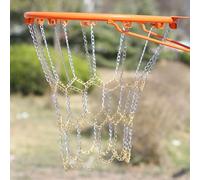 Zilimontt Metal Basketball Net for Standard Hoops - Galvanized Steel Chain Netting with Dual-Tone Silver & Gold Finish, Indoor/Outdoor Use, For Easy Push-Button(Silver & Gold)
