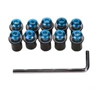 Zilimontt Motorcycle Windshield Bolts Screws Kit 10PCS, Aluminum Alloy Mounting Bolts and Nuts for Fairings Body Parts Fenders Bumpers, Rust Resistant Fasteners in Green (blue)