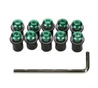 Zilimontt Motorcycle Windshield Bolts Screws Kit 10PCS, Aluminum Alloy Mounting Bolts and Nuts for Fairings Body Parts Fenders Bumpers, Rust Resistant Fasteners in Green (Green)
